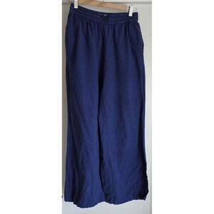 Native Youth Women's Cotton Linen Pants Size S Blue Solid Trousers Slacks